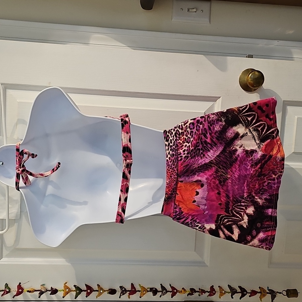 VENUS Animal Print Pink and Black Bikini Top And Swim Skirt Bottom - Picture 6 of 11